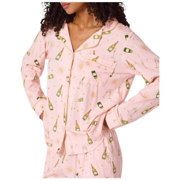 EUC Bedhead Champagne Brunch Long Sleeve Stretch Cotton Pajama Set Pockets Small - Picture 5 of 16